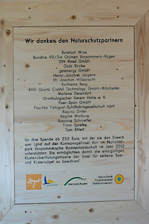 Kirr, Ornithologischer Verein Halle, Spendentafel, Spende, NATUREFUND